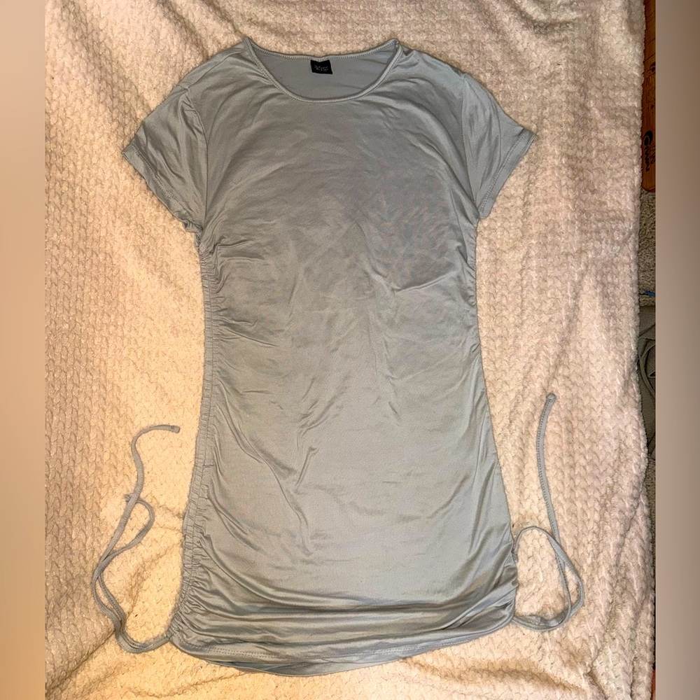 Blue Gray Ruched Mini Dress